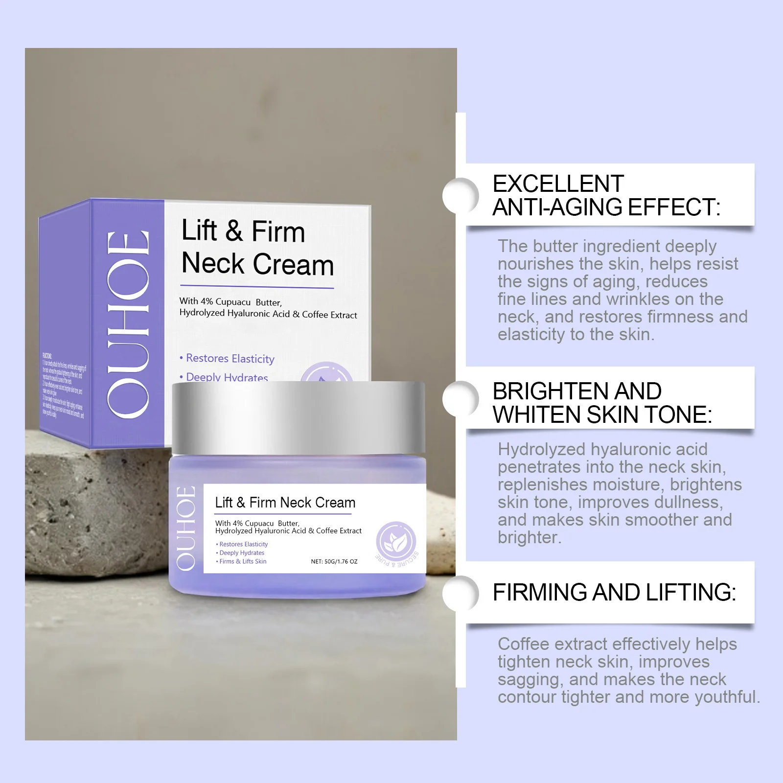 Neck Cream Anti-Aging Firming Lifting For Neck Double Chin Reducer Fine Lines Protein Cream Moisturizer Neck Rejuvenation Cream