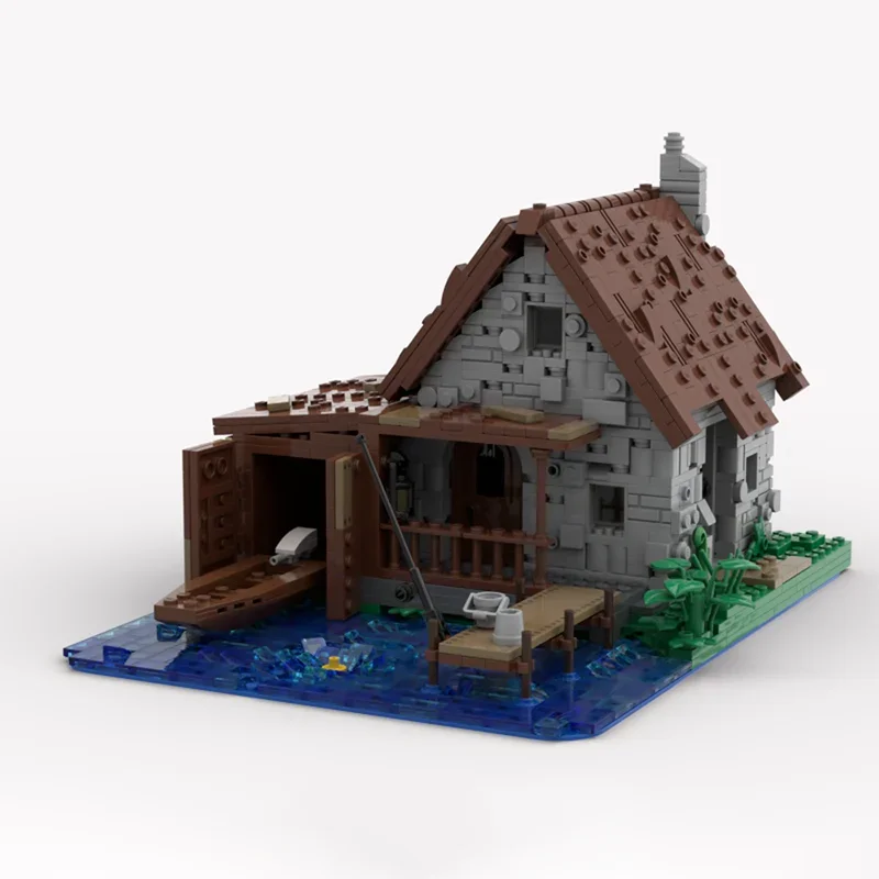 

1402PCS MOC Medieval Fishing Cabin Construction Building Blocks Educational DIY Toy Holiday Gift