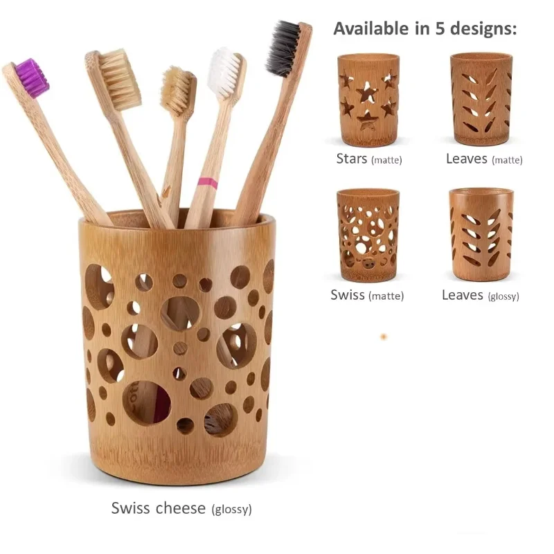 Bamboo Tube Toothbrush Cup Holder Drainage Air Circulation Toothbrush Holder Home Bathroom Offices Decor Supplies