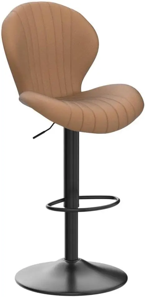 Modern Bar Stools Set of 2, Adjustable Fabric Upholstered Swivel Bar Chairs, Counter Height Barstools with High Backrest, for Ba view 4