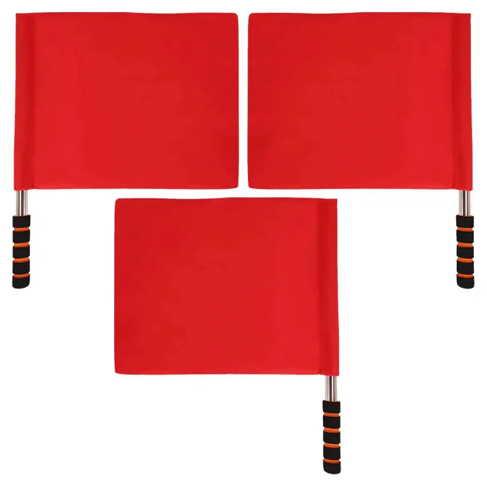 3 Pcs Referee Flag Football Flags for Referees Whistle Professional Linesman Match Safety Racing Soccer
