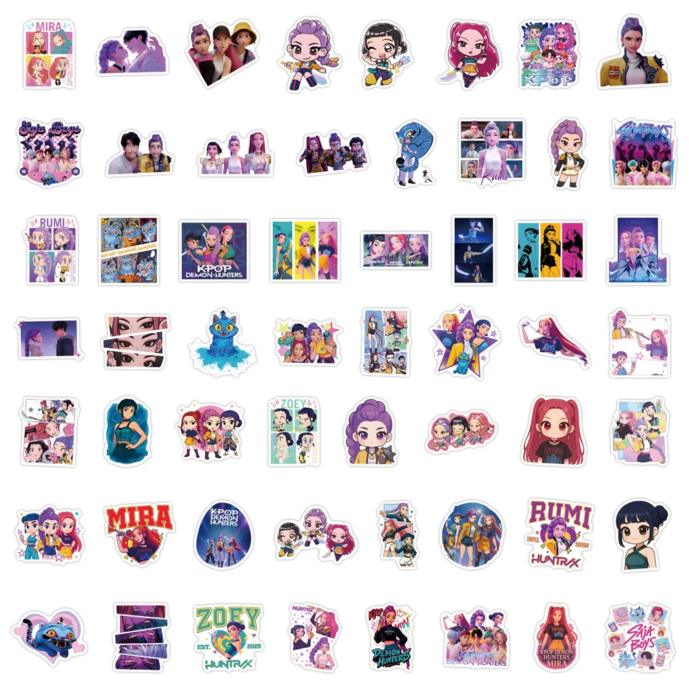 Anime Kpop Demon Hunters Stickers 55/110pcs Cartoon Sticker Huntrix Decoratieve Stickers voor Scrapbook Esthetische Notebook Geschenken