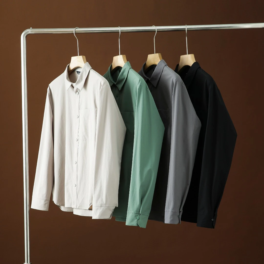 

Мужская повседневная рубашка с длинным рукавом, быстросохнущая, дышащая, для активного отдыха, осенняя, модная, городская, приталенного кроя