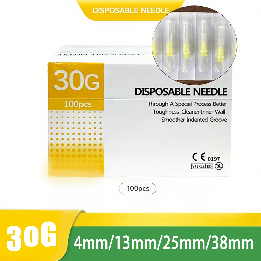 

100pcs Disposable Painless Small Needles30-32G Ophthalmic Micro Single Needles for Medical Use Independent Packaging
