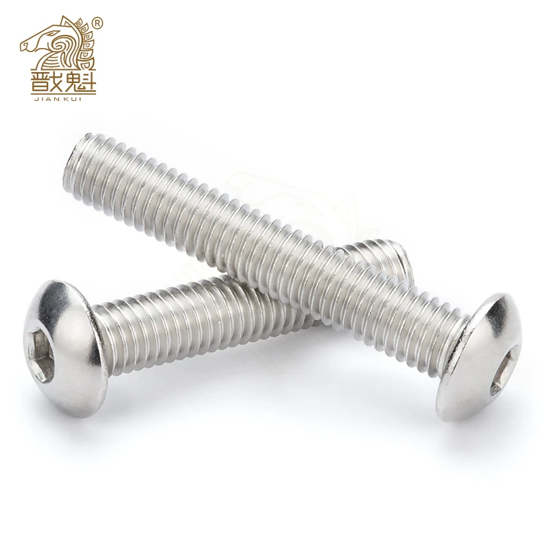 100pcs 또는 50pcs Iso7380 M2 M2.5 M3 M4 M5 M6 볼트 A2-70 버튼 헤드 소켓 나사 볼트 Sus304 스테인레스 스틸 버섯 머리 나사
