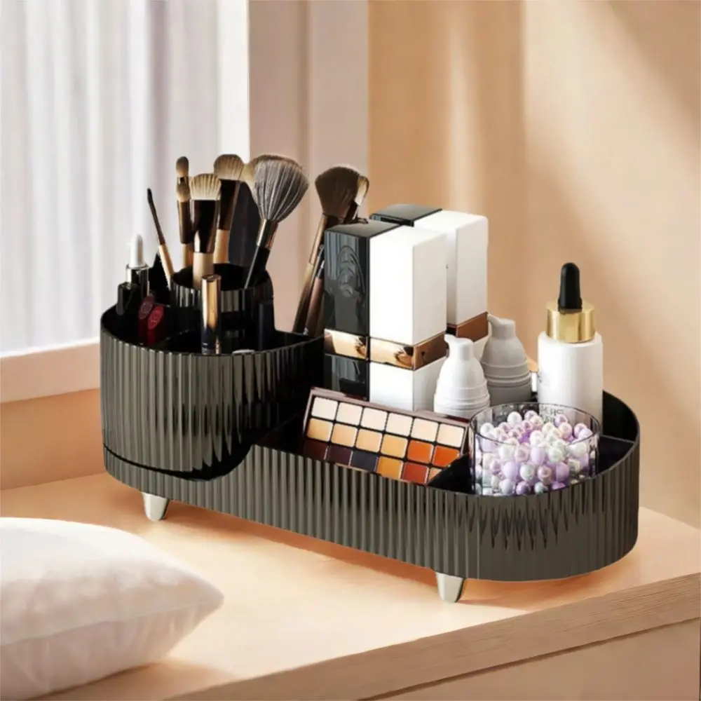 

Plastic 360°Rotating Cosmetics Storage Box Large Capacity Anti-slip Cosmetic Display Case Space Saving Makeup Brush Holder