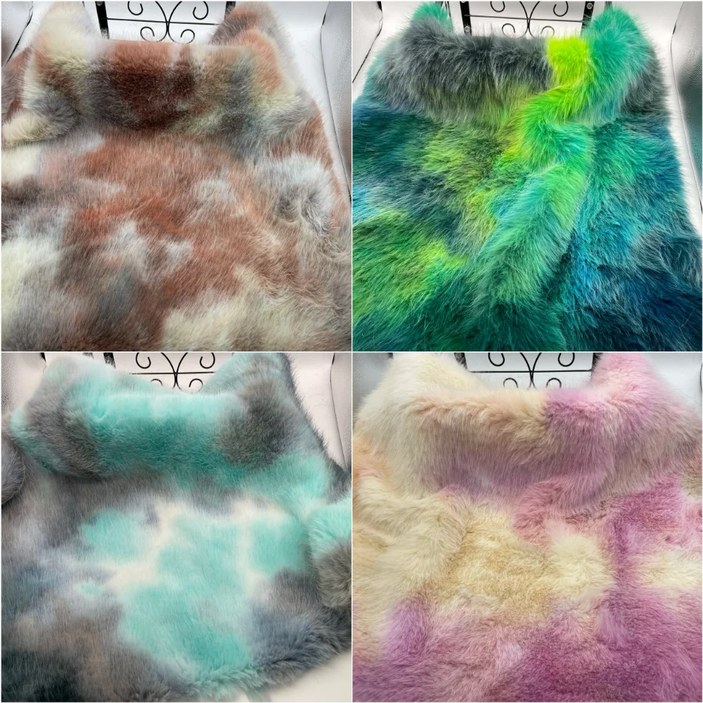 

Gradient Rainbow Imitation Fox Plush Fabric for Doll Clothing Set Soft Decoration Thick Cloth Diy Sewing Material