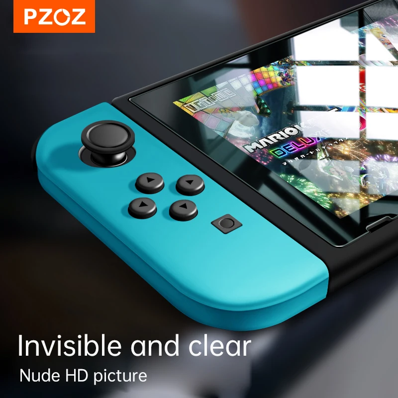 

PZOZ Protective Glass Screen Film For Nintendo Switch / OLED NS Full Screen Overlay HD Fingerprint Protection Explosion