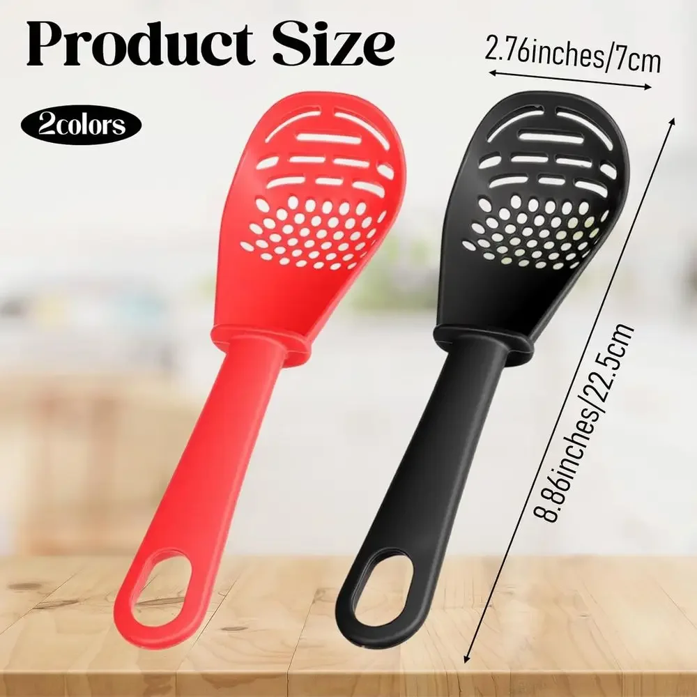 2 Pcs 6-in-1 Multiunctional Kitchen Cooking Spoon Heat Resistant Kitchen Utensils Slotted Spoon Tool or Cooking Mashing Draining