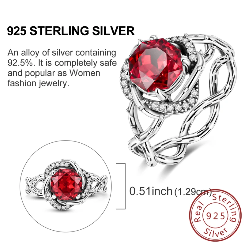 Women's 925 Sterling Silver Firefly Rose Ring