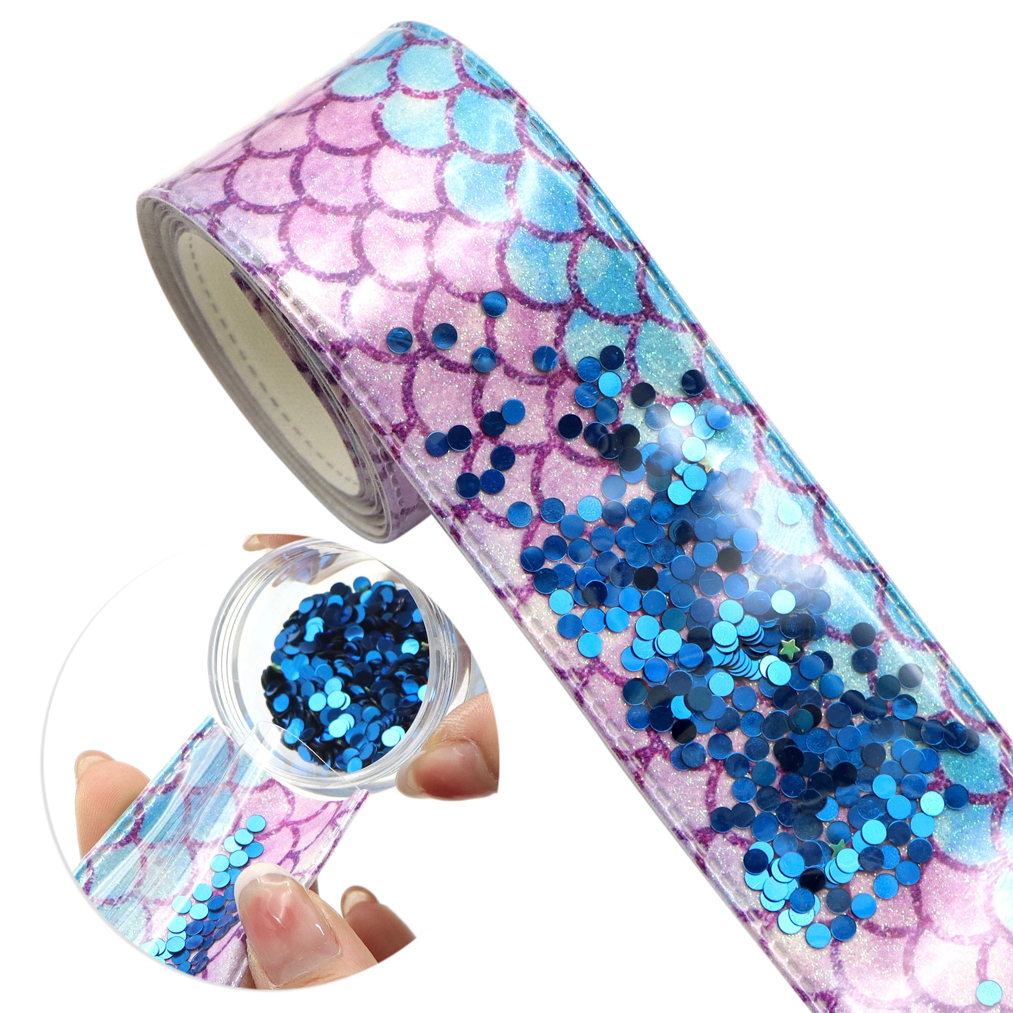 25mm 40mm 135cm/Roll Fish Scales Fill In PVC Transparent Vinyl Ribbon Without Sequins For DIY Hair Bow Party Decoration,1Yc39517