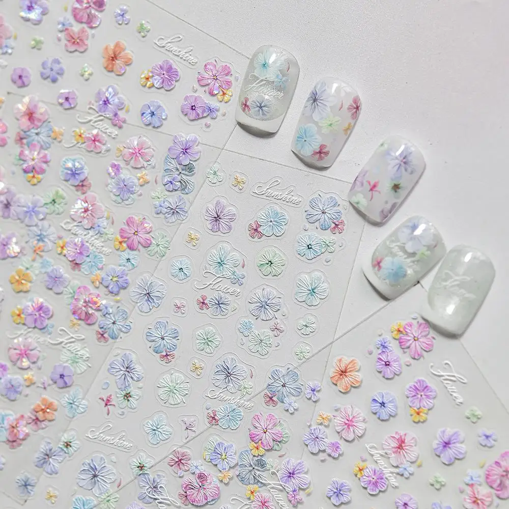 

1Pcs 5D Delicate Dried Flower Nail Art Stickers Colorful Frangipani Floral Self-Adhesive Nails Decals for Spring Daily Manicure