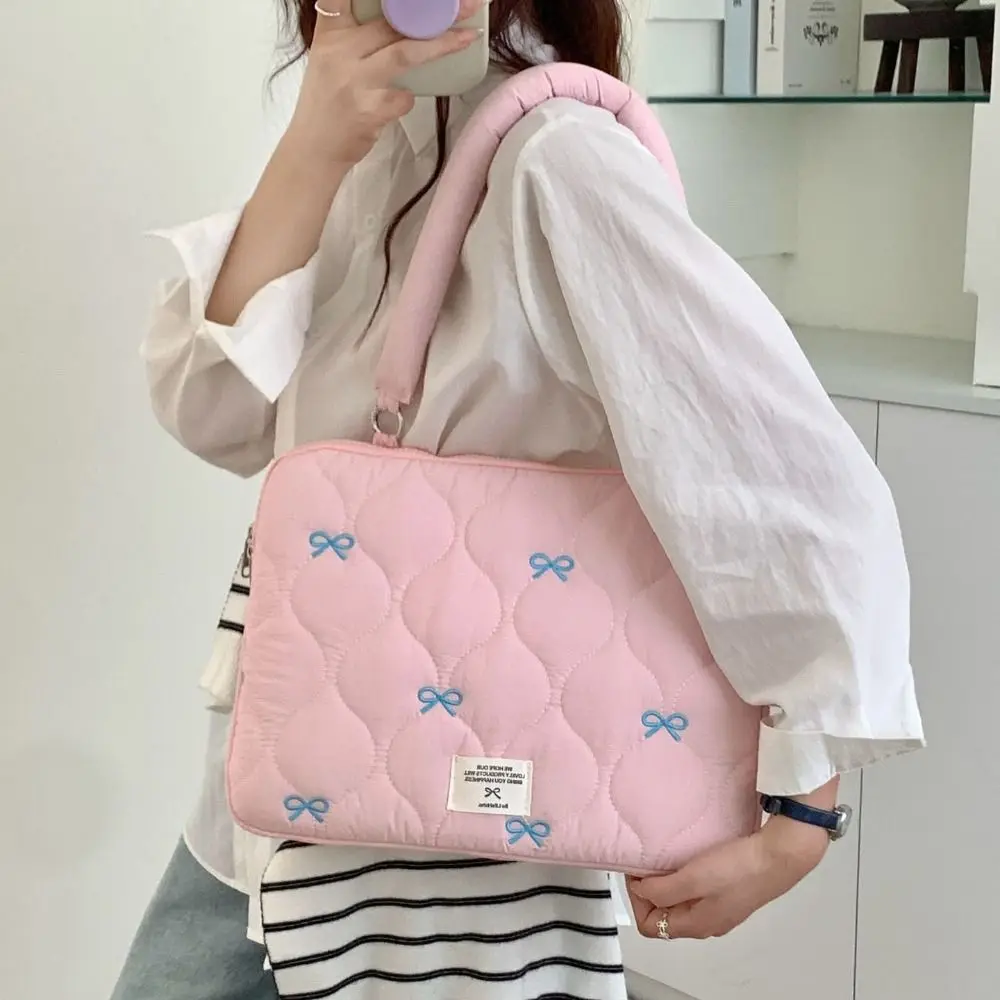 Universal 13-15.6inch Laptop Shoulder Bag Large Capacity Bowknot Tablet Sleeve Case Shockproof Multifunctional Laptop Handbag