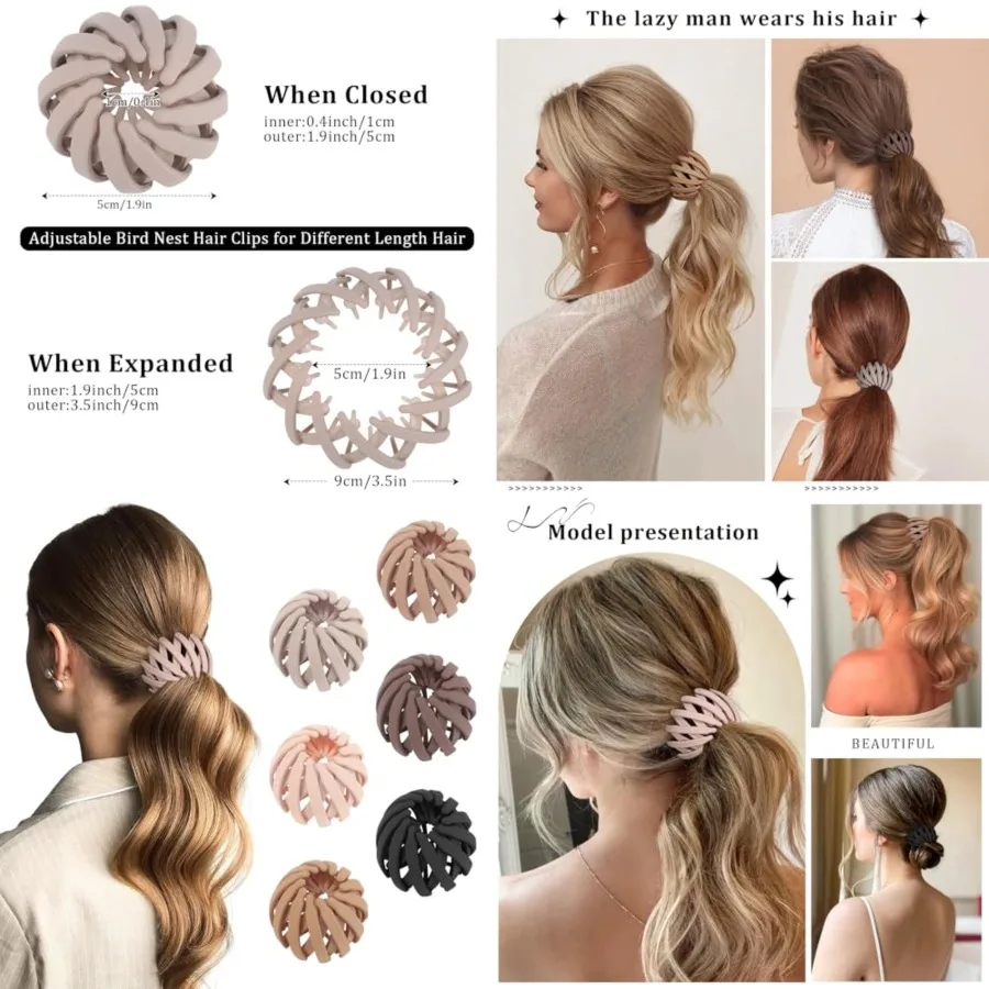 

6Pcs Bird Nest Hair Clips, Anti-slip Small Hair Barrettes for Women & Girls, Firm Hold for Ponytails and Buns, Versatile Daily Hair Accessories