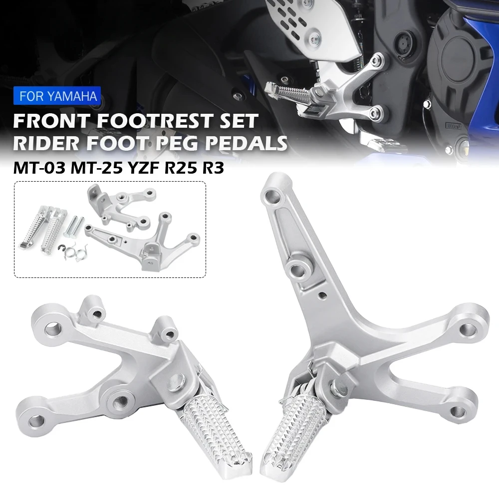 1 Set 2022 Front Footrest Foot Peg Pedal For YAMAHA YZF R25 R3 MT25 MT03 2014-2023 Motorcycle Left Right Bracket YZFR25 YZFR3