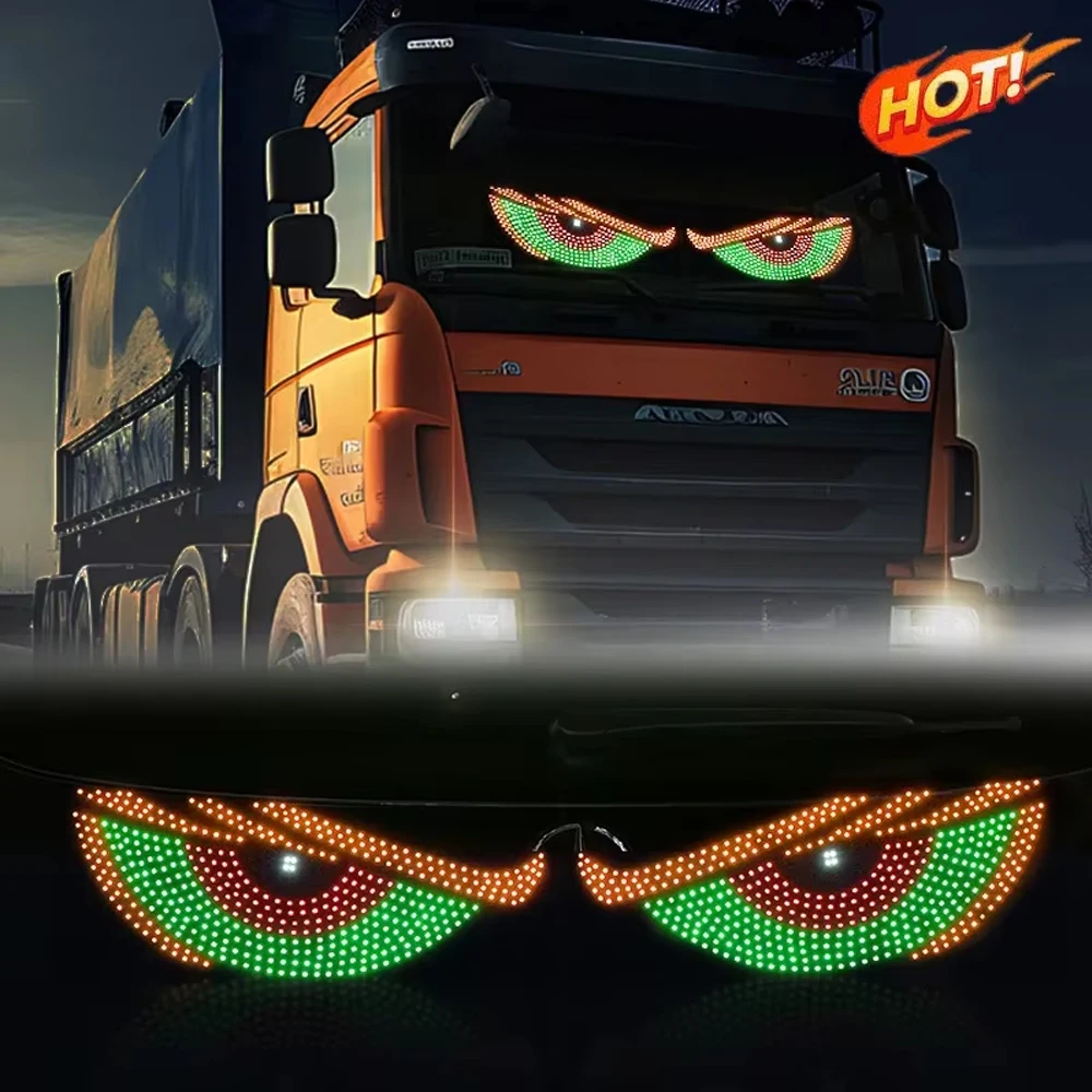 Truck Devil's Eye Light RGB Dynamic Demon Eye Decorative Light Led Display Decor Pixel Panel Windshield USB 5V Multi-Mode Lamp