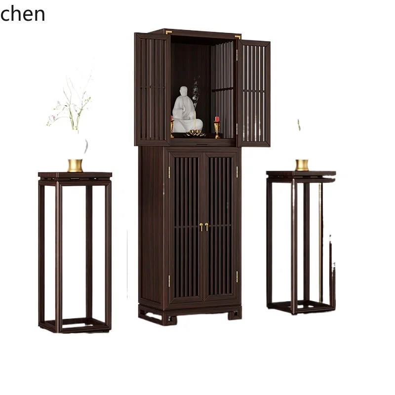 

HSN black walnut shrine new Chinese shrine serving table standing cabinet God of Wealth cabinet incense case Buddha cabinet