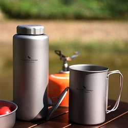 Boundless Voyage Titanium Cup Water Bottle Lightweight Portable Camping Canteen for Tea Coffee Cycling Drinkware Sports Bottle