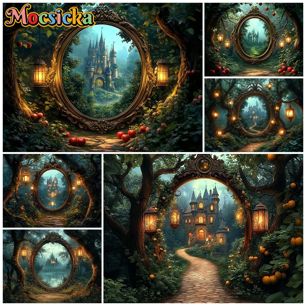

Фон для фотосъемки Mocsicka: Древний замок, зеленый лес, зеркальный декор. Фон для дня рождения, студии, свадьбы. Обои.