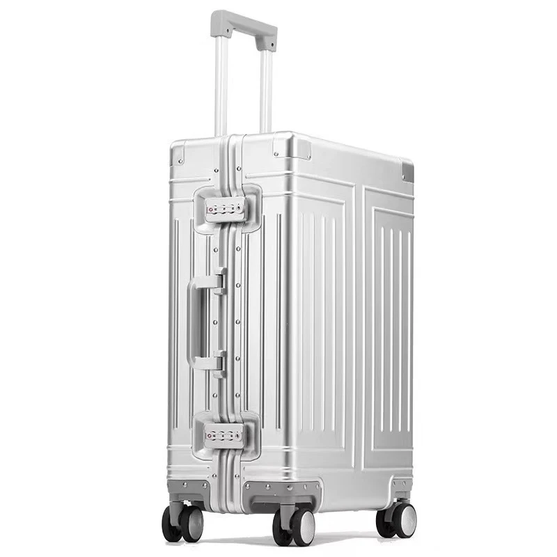 20 "24" 26 "30" Inch Aluminium Trolley Koffer Waterdichte Metalen Cabine Bagage Trolly Tas Aluminium Reiskoffer Met Wielen