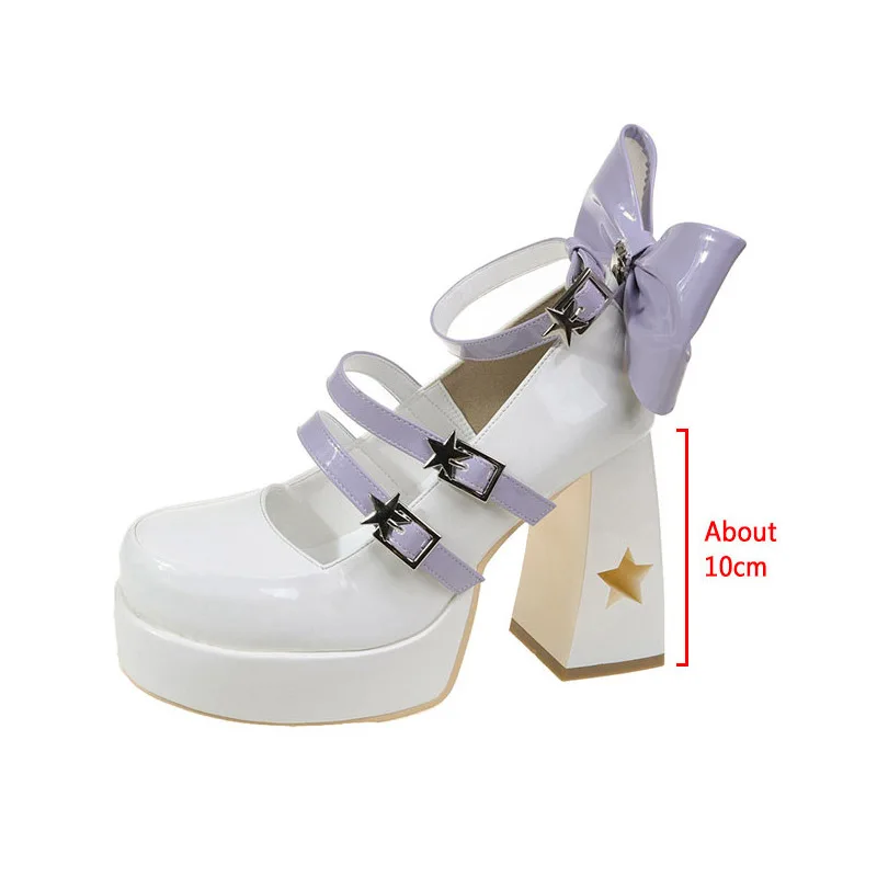 Chunky Platform High Heels Pumps Women 2024 Spring Punk Thick Heel Mary Jane Lolita Shoes Woman Patent Leather Cosplay Shoes