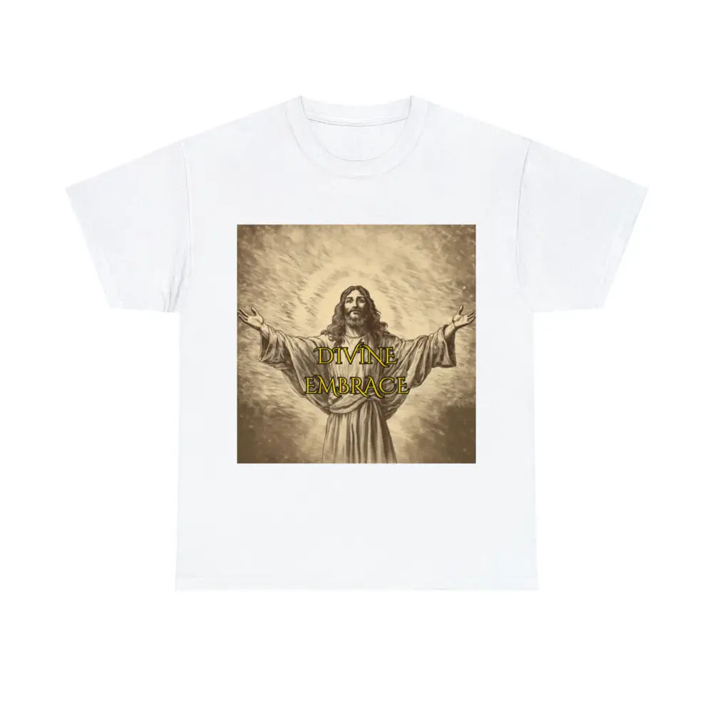 Christ Tee Religious Art “Divine Embrace” God Love Unisex T-shirts For Man Woman Short Summer Tee Casual Cotton Luxury Brand