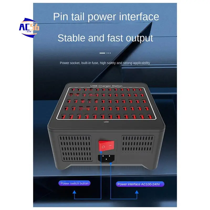 

AC56-300W 60, многопортовая USB-зарядная станция, базовое гнездо, несколько USB-адаптеров-концентраторов для зарядного устройства для компьютера, телефона, камеры