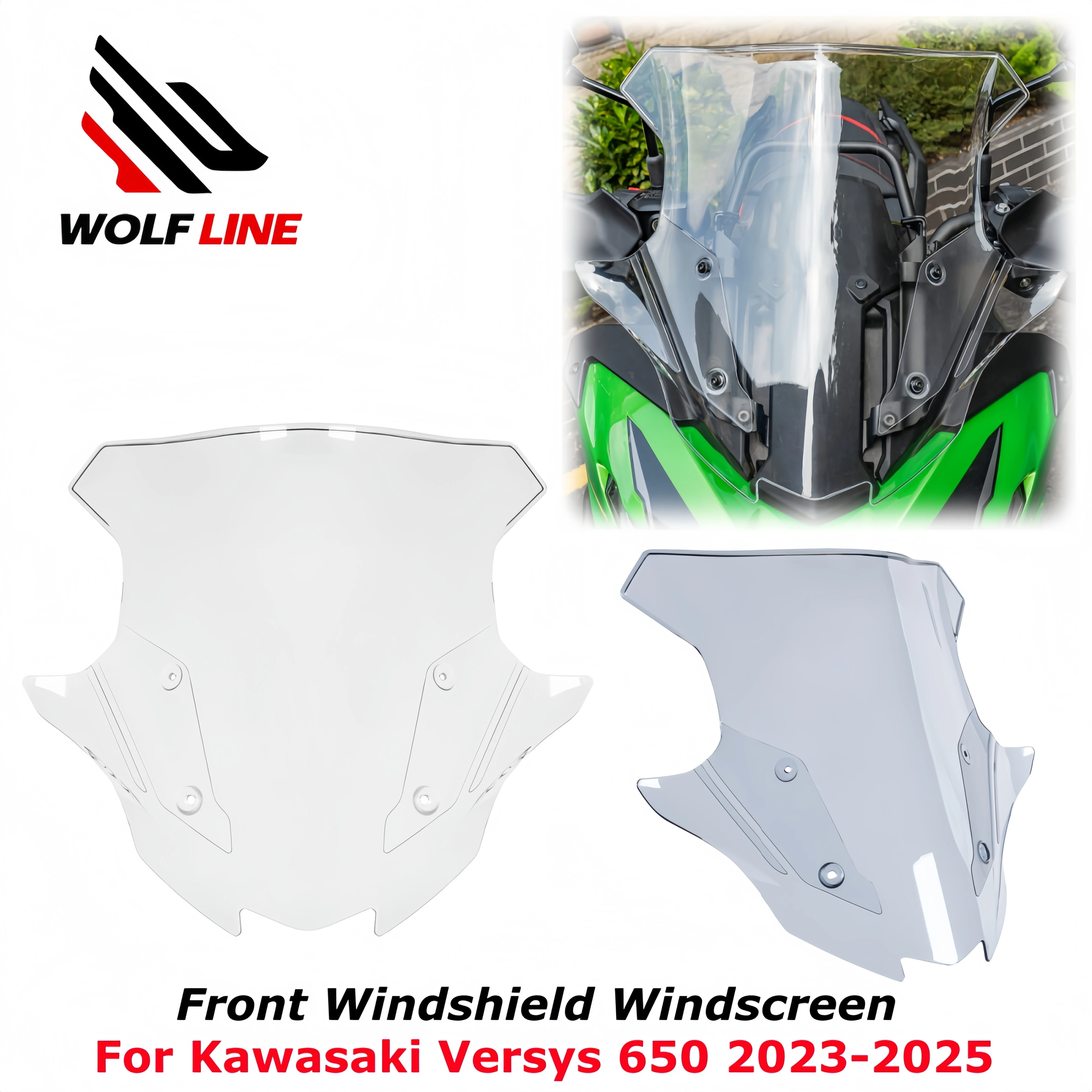 

WOLFLINE for Versys 650 Windshield Sport Touring Windscreen for Kawasaki Versys650 Wind Deflector Shield Screen 2023-2025