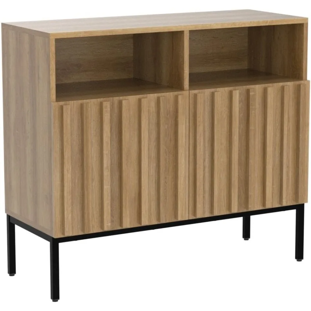 Mueble tipo buffet rústico de estilo industrial, aparador moderno con puerta estriada, consola decorativa ajustable