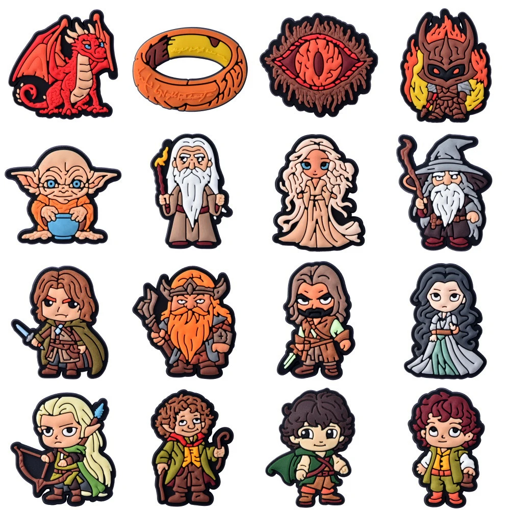 16-100pcs  Medieval Dragon Elf Figure Shoe Charms For Sandals,Shoe Decoration Accessories Shoe Pins Great Gift For Men Wom