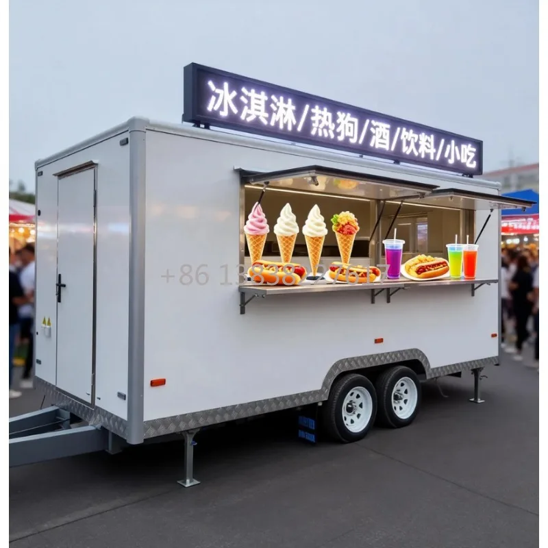 Custom Size Food Trailer with Customizable Appearance Kitchen Equipment Mobile Kitchen Restaurant Fast Food Truck Food Cart view 2