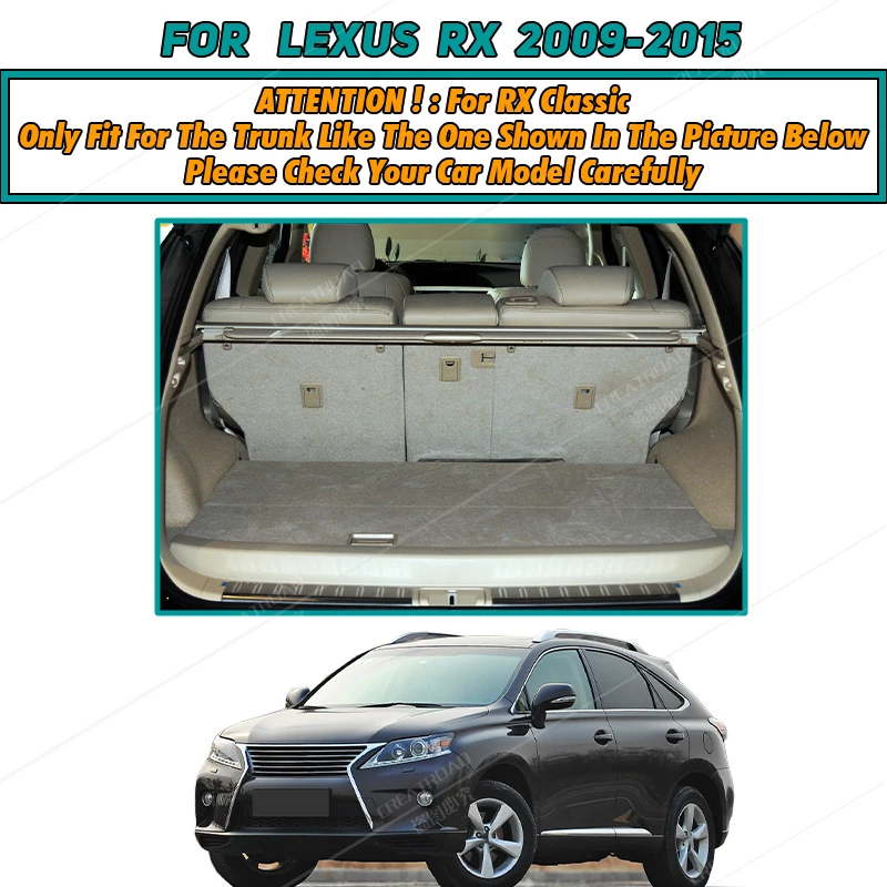 Auto Full Coverage Trunk Mat For LEXUS RX Series 2009-2015 14 13 12 11 10 Car Boot Cover Pad Interior Protector Accessories