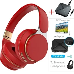 Wireless TV Headphones Bluetooth 5.0 USB Adaptor Stereo Headset Foldable Helmet Earbuds with Mic for Samsung TV PC Music