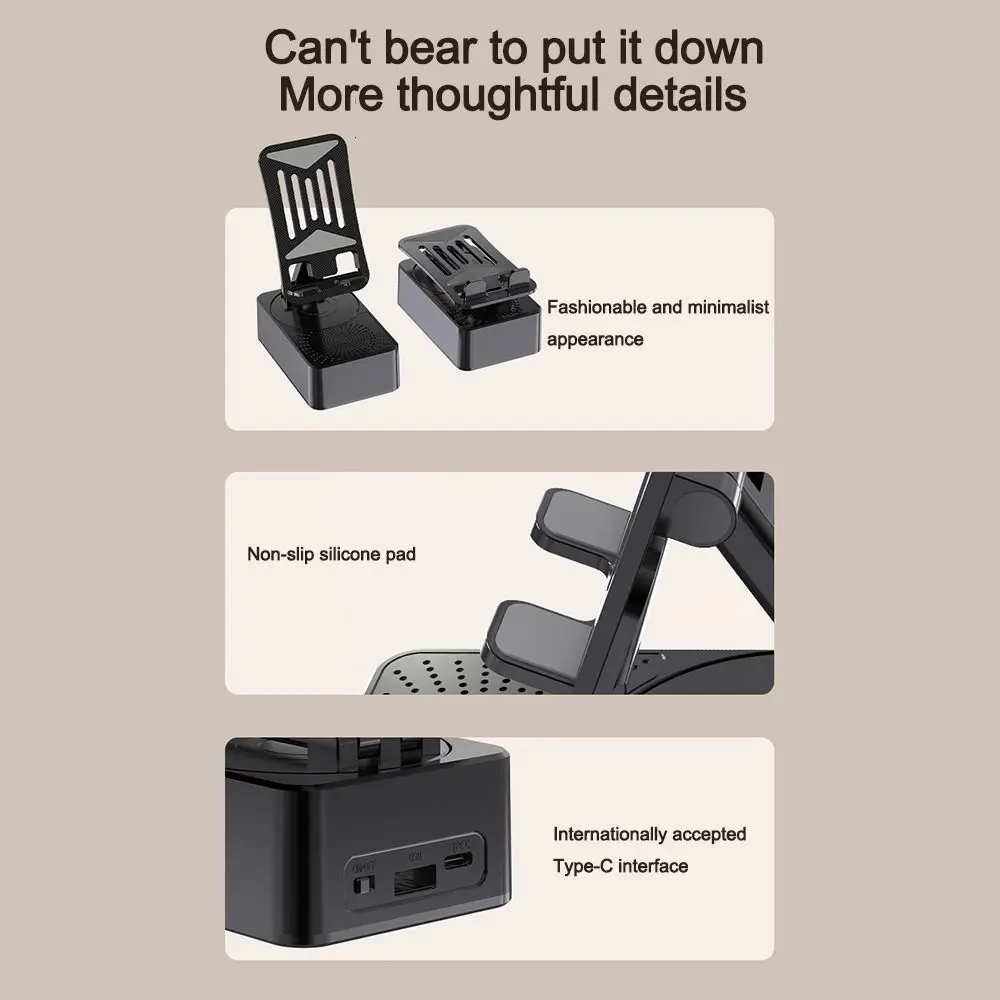 Foldable Smart Rotating Phone Stand Portable Adjustable Lazy Stand Dual Speaker Rack Multifunctional view 4