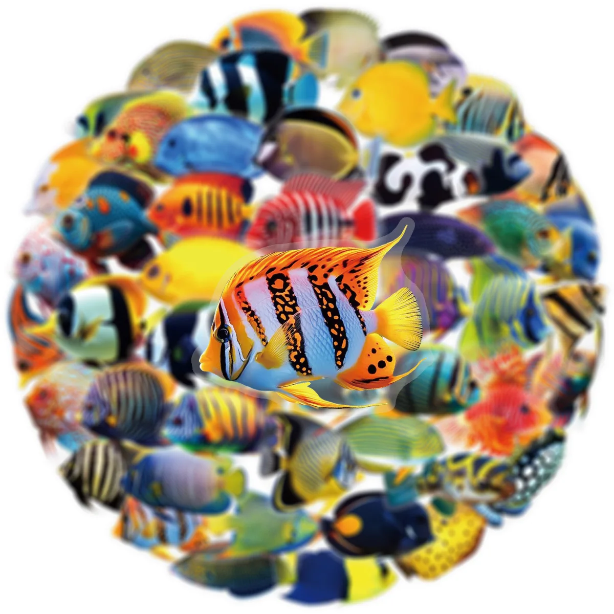 50/100 szt. Przezroczyste naklejki PET z motywem ryb morskich, błazenów, grube, wodoodporne, na obudowę telefonu, album, walizkę, kubek, akwarium