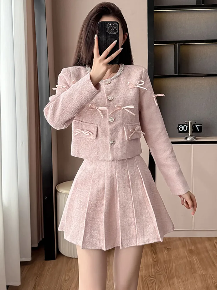 【最安値完売品】セットPLAYFUL TWEED JACKET 　Sサイズ chouyatou Women's Fall Elegant Business Casual Plaid Tweed Blazer