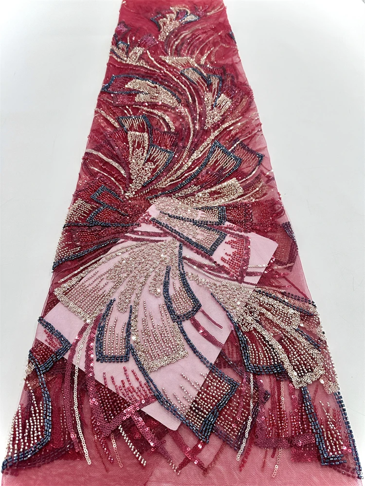 Новейшие нигерийские кружевные ткани, модные женские африканские тюлевые кружевные роскошные кружевные ткани с блестками и бисером для свадебных платьев