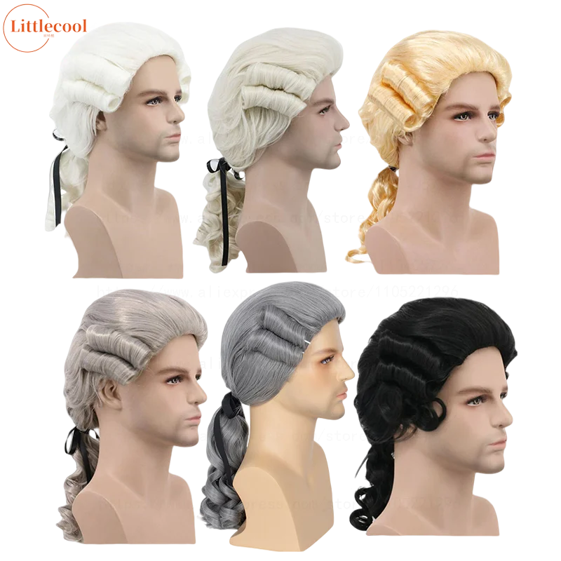 

Высокое качество Юрист Судья Барокко Косплей Парик Серый Белый Черный Бежевый Золотой Делюкс Исторические Термостойкие Парики из Синтетических Волос