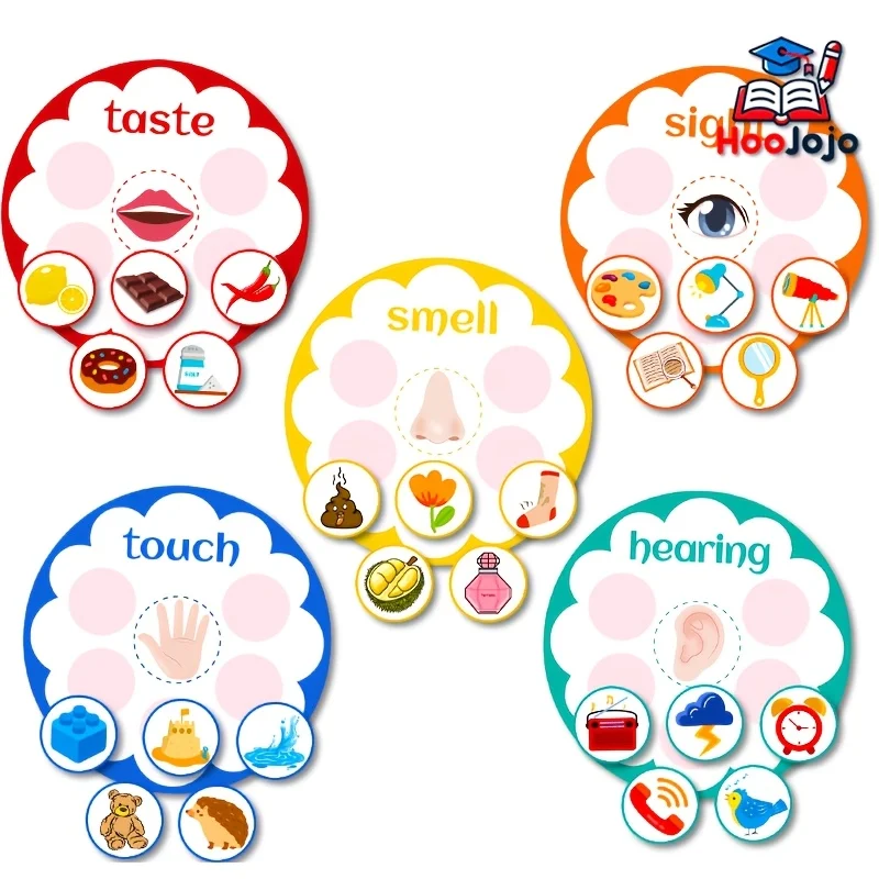 

30Pcs Sensory Felt Teaching Aids for Kids - Word Matching Toys Five Senses Early Education for Classroom And Homeschool
