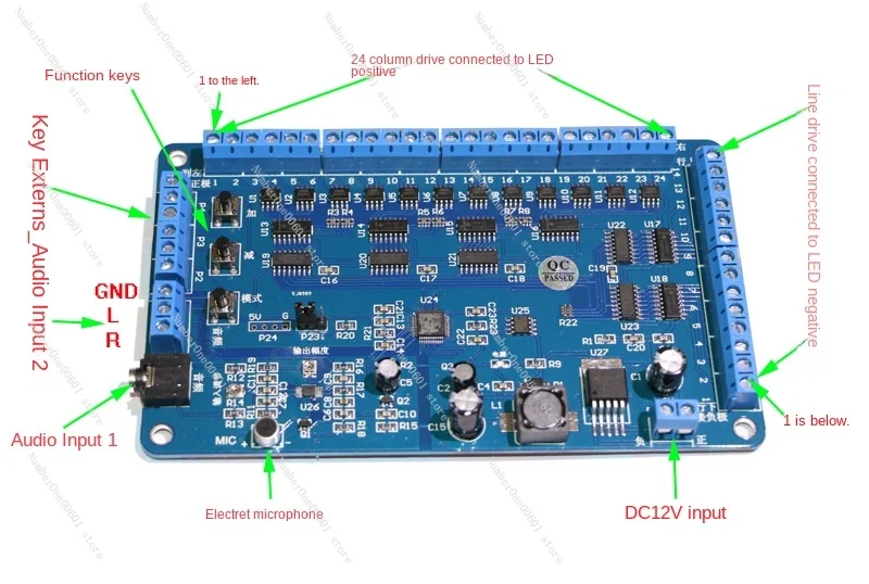 KS1424 Large LED Music Spectrum Level Indicator Rhythm Light Control Card KTV Diba Sound Column Control Card