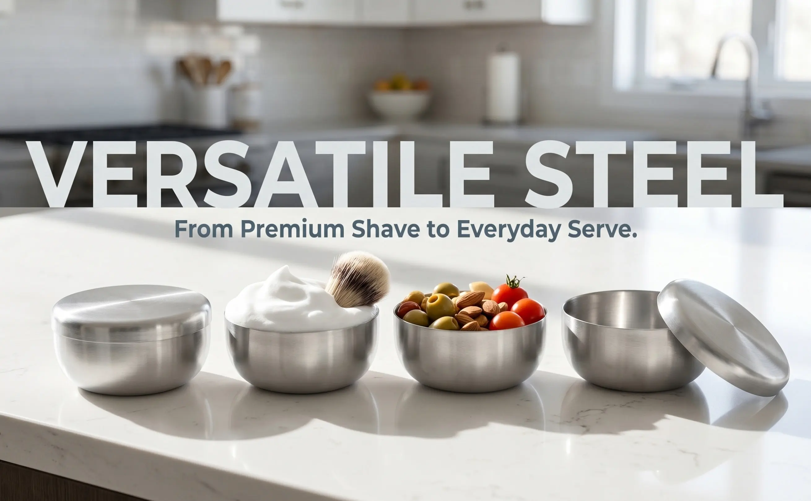 Shaving Bowl Men Soap Travel Stainless Halloween Christmas Facial Cleansing Bowl Camping Travel Home Cooking 4PCS