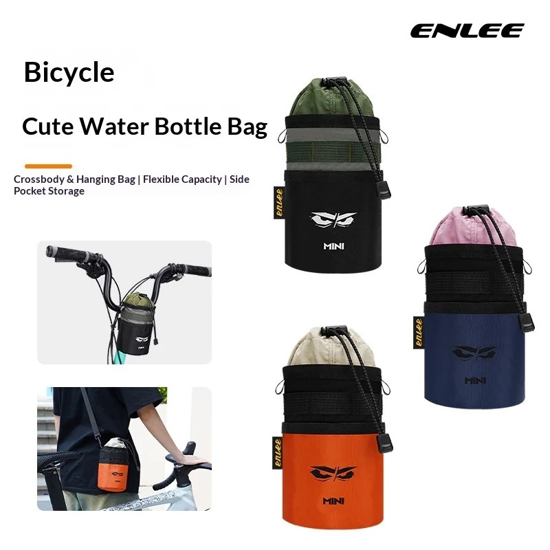 

Enlee Bicycle Water Bottle Bag Mountain Road Bike Handlebar Bag Nylon Shoulder Strap Crossbody Pouch Cycling Gear For Daily Use