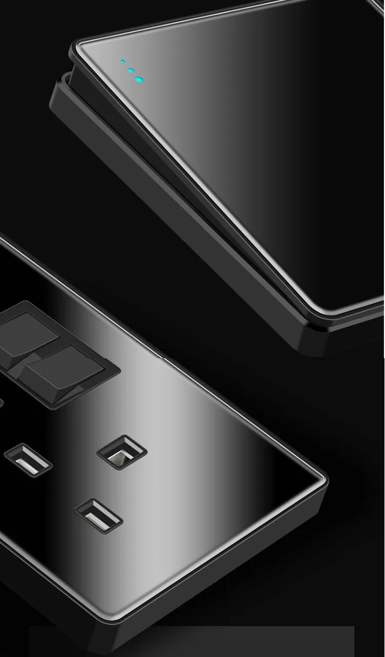 Tempered glass UK wall switch and socket 13