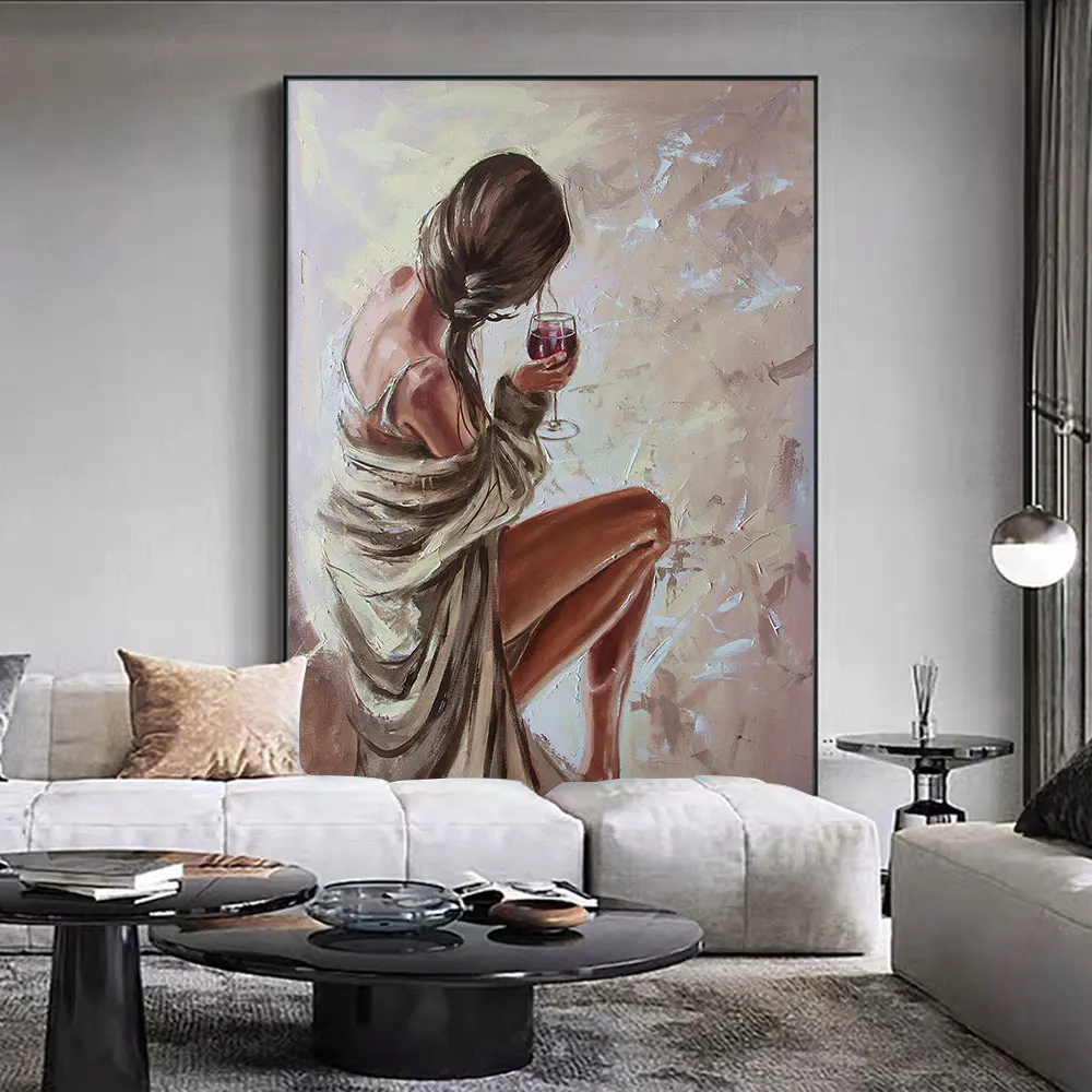 Figure Sexy Women Beach Oil Painting Print On The Canvas Abstract Boho Portrait Posters Room Wall Art Pictures For Home Decor