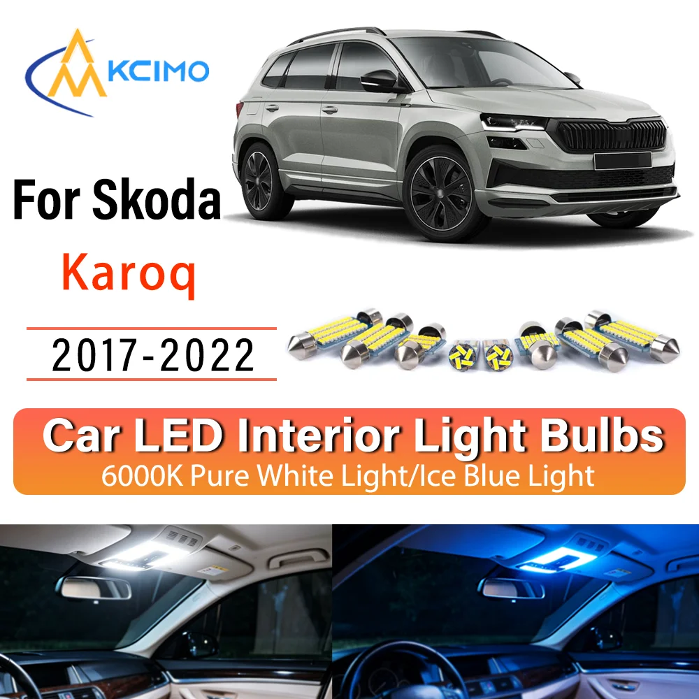 Pour Skoda Karoq 2017-2022 – Kit de remplacement d'ampoules LED intérieures sans fil à éclairage constant, montage direct pour plafonnier et éclairage de coffre
