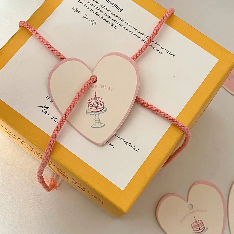 Custom Heart Tag Wedding Gift Thank You Card Logo Text Name Print Packaging For Small Business Decoration Handmade Label DIY
