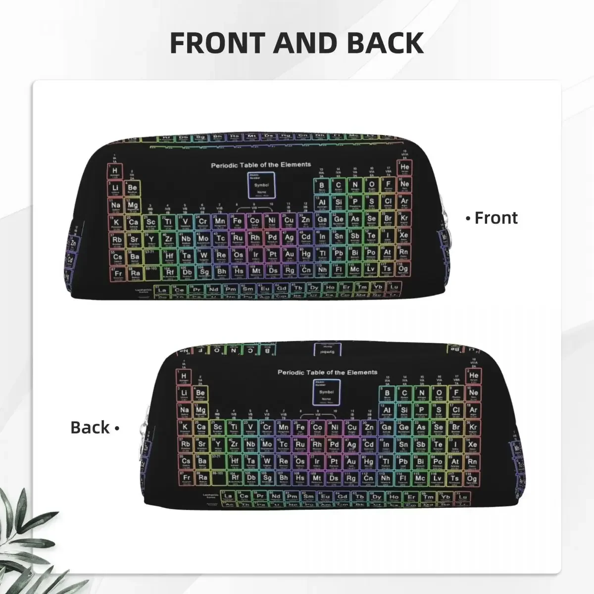 Neon Rainbow Periodic Table Pencil Case Pencil Pouch Big Capacity Pen Box Pencil Bag for Studen School