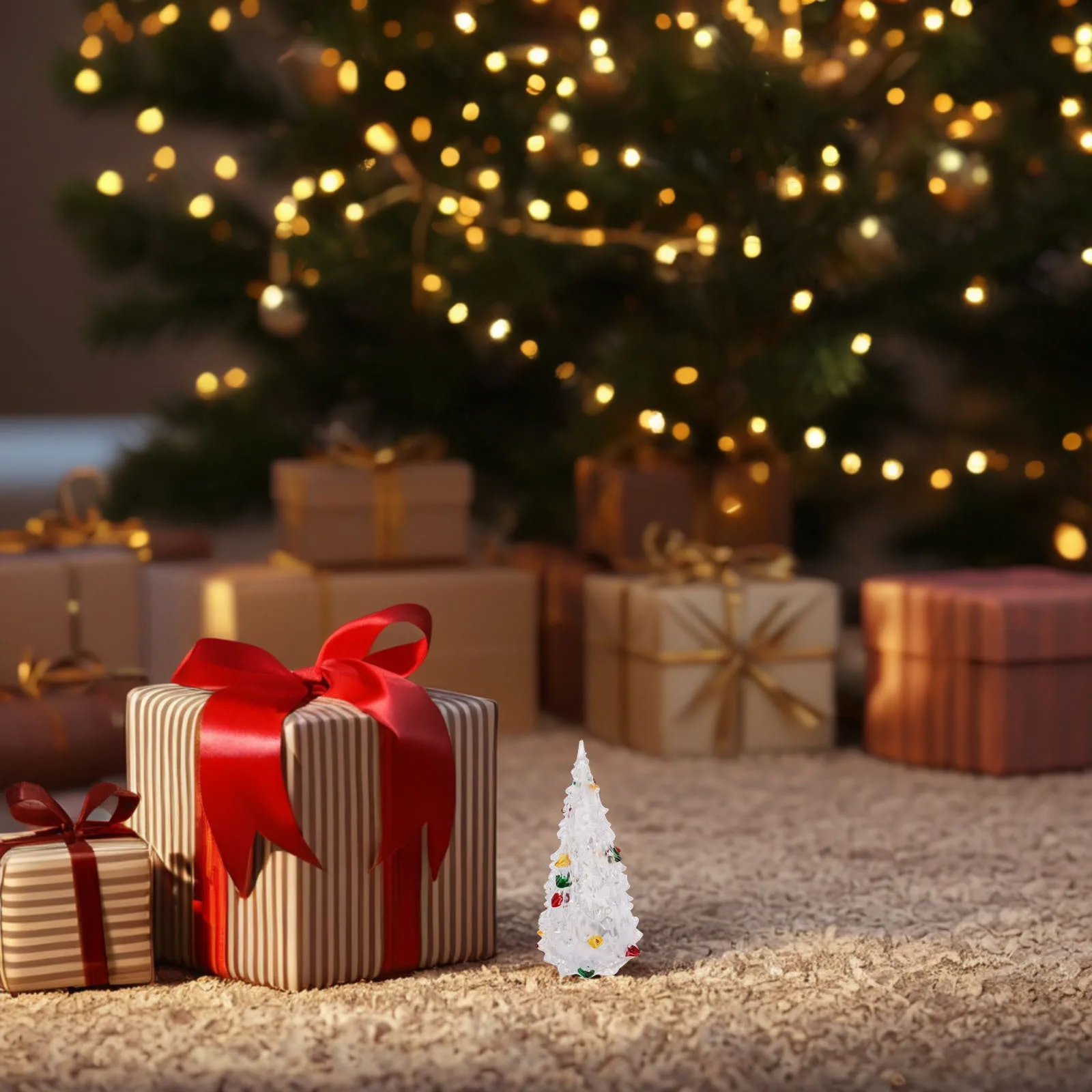 

4pcs Colorful Christmas Tree Painted Led Decorative Desk Decoration For Kitchen Book Shelf Living Room Office Creative Christmas