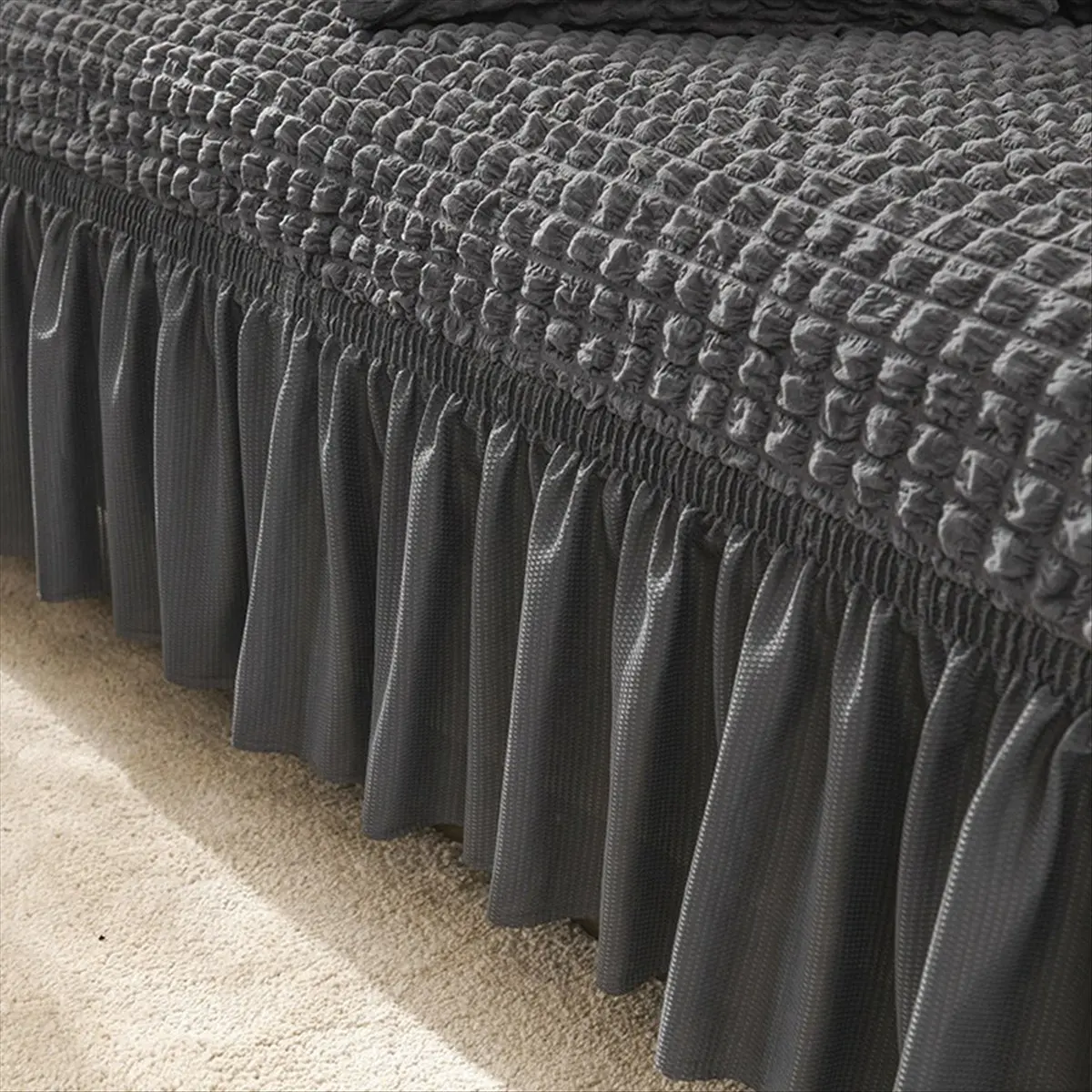 ABZT Sofa Cover Sofa Seersucker Textured Sofa Protector with Pleated Skirt for L-Shape U-Shape & Sectional Sofa,1 Seater