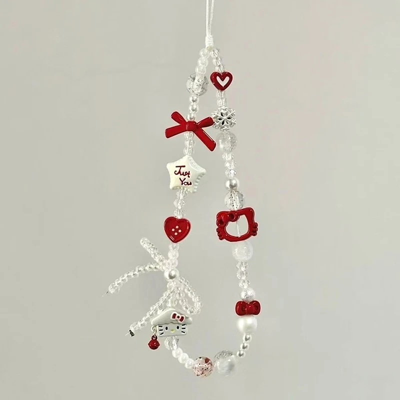 مرحبا كيتي سلسلة الهاتف فتاة حلوة مكافحة خسر شريط للرسغ سوار حقيبة سماعة الاذن حفل زفاف وعيد ميلاد GiftCharm حقيبة #1